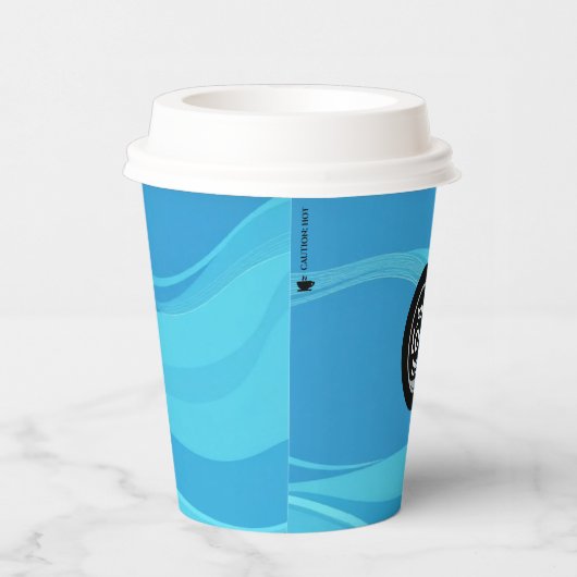 Aangepaste Logo Blue Waves Papier Cup 8oz Papieren Bekers (Rechts)