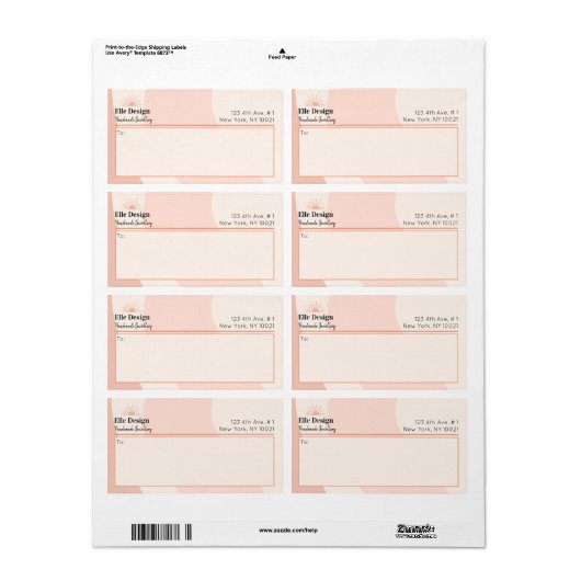 Aangepaste Logo Blush Pink Professional Etiket (Full Sheet)