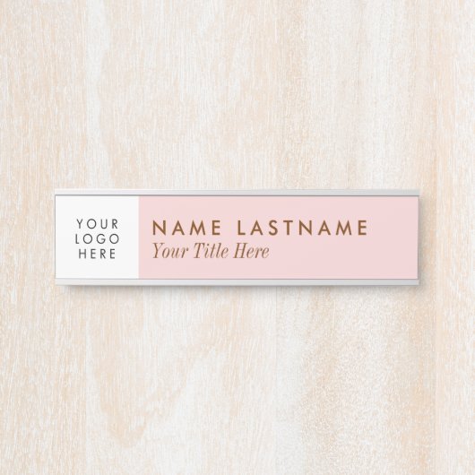 Aangepaste Logo Blush roze moderne, eenvoudige mei Deurbordje (Voorkant)