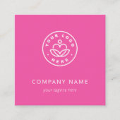 Aangepaste Logo Bold minimalistisch bedrijfsroze Vierkante Visitekaartje (Voorkant)