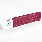 Aangepaste Logo Bourgogne Elegant Professional Naambordje