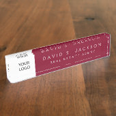 Aangepaste Logo Bourgogne Elegant Professional Naambordje (Zijkant)