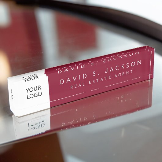 Aangepaste Logo Bourgogne Elegant Professional Naambordje