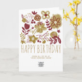 Aangepaste Logo Bourgogne Gold Flowers Happy Birth Kaart (Gele Bloem)