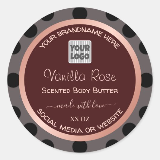 Aangepaste Logo Bourgogne Product Verpakkingsetike Ronde Sticker (Voorkant)