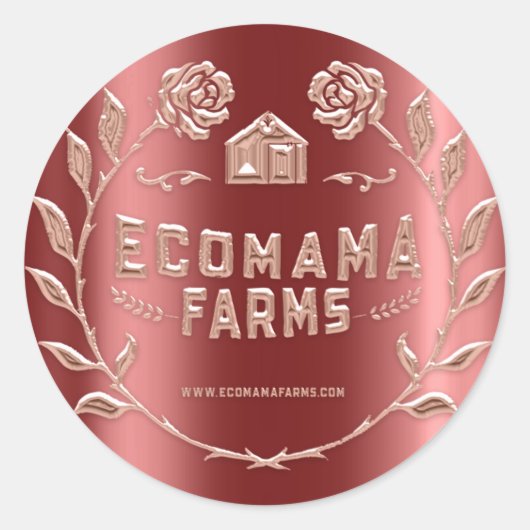 Aangepaste Logo Bourgondische tester Rozen Ronde Sticker (Voorkant)