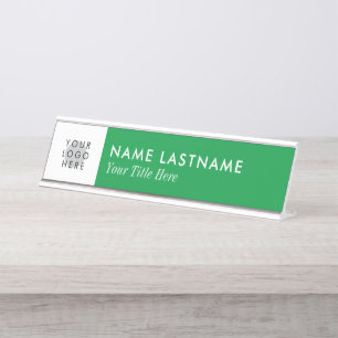 Aangepaste Logo Bright Kelly Green White Minimalis Bureau Naambordje