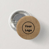 Aangepaste logo bruine burlap ronde button 3,2 cm (Voorkant /achterkant)
