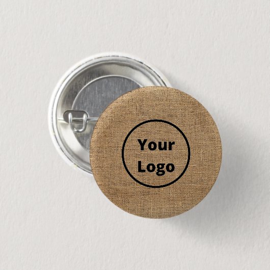 Aangepaste logo bruine burlap ronde button 3,2 cm (Voorkant /achterkant)