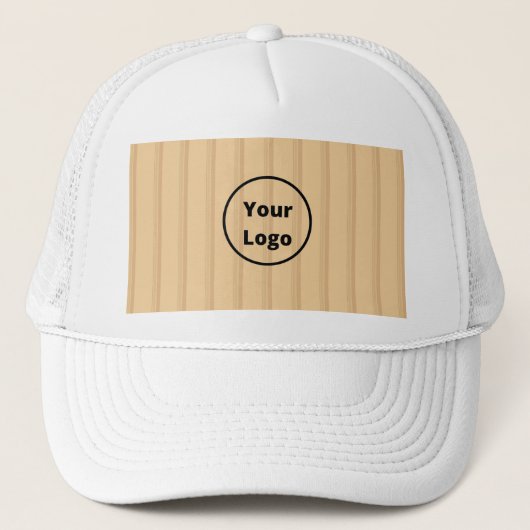 Aangepaste logo-bruine strepen trucker pet (Voorkant)