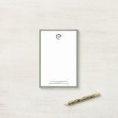 Aangepaste Logo Business Branding Sage Groene Rand Post-it® Notes (Op bureau)