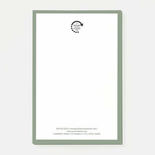 Aangepaste Logo Business Branding Sage Groene Rand Post-it® Notes (Voorkant)