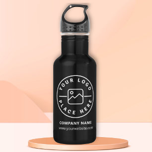 Aangepaste Logo Business Company Promotie Zwart Waterfles