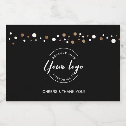 Aangepaste logo Business Corporate Confetti Hartel Sparkling Wijnetiket (Enkel label)