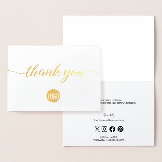 Aangepaste Logo Business dank u Social Icons Folie Kaarten (Display)