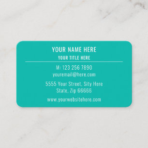 Aangepaste Logo Business Elegant Turquoise Color Visitekaartje