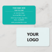 Aangepaste Logo Business Elegant Turquoise Color Visitekaartje (Voorkant / Achterkant)