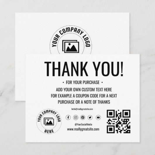 Aangepaste Logo Business - Hartelijk dank Bedankkaart (Voorkant / Achterkant)