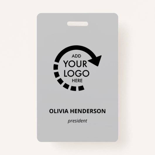 Aangepaste Logo Business ID Medewerker | Cool Grey Badge (Voorkant)