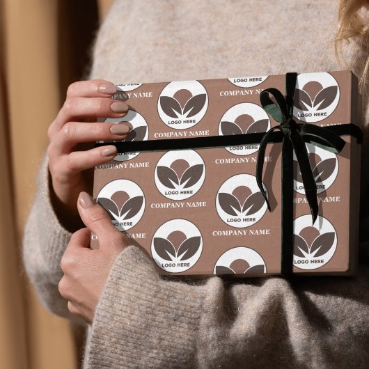 Aangepaste Logo Business | Mocha Mousse Cadeaupapier