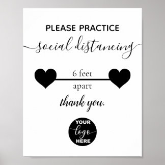 Aangepaste Logo Business Safety Social Distance Poster