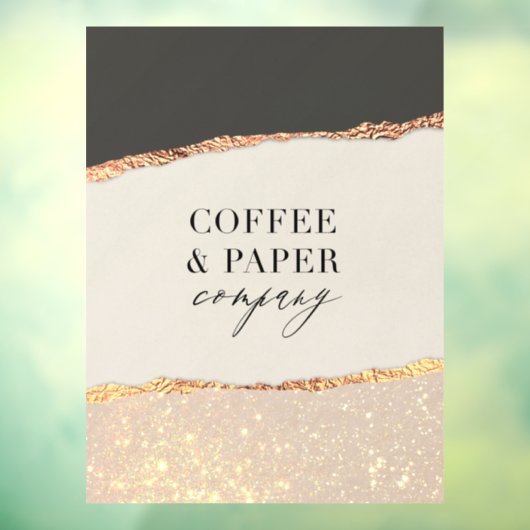 Aangepaste Logo Business Sign Black Cream Gold Gli Raamsticker (Vel 3)