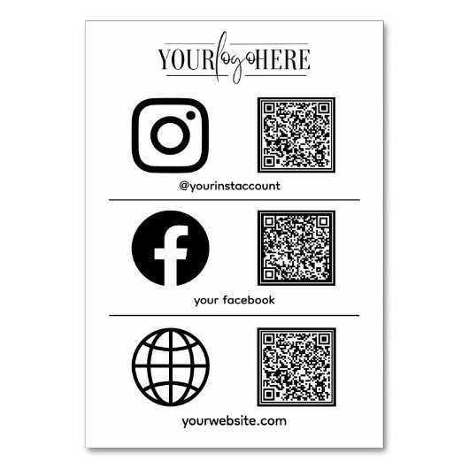 Aangepaste Logo Business Social Media Teken Tabel  Kaart (Voorkant)