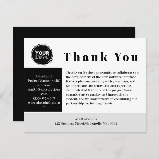 Aangepaste Logo Business to Business Bedankkaart (Voorkant / Achterkant)