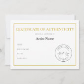 Aangepaste Logo Certificaat van Echtheid voor Kuns Feestdagenkaart (Voorkant)