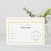 Aangepaste Logo Certificaat van Echtheid voor Kuns Feestdagenkaart (Staand voorkant)