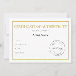 Aangepaste Logo Certificaat van Echtheid voor Kuns Feestdagenkaart