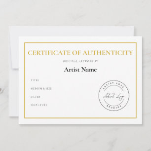 Aangepaste Logo Certificaat van Echtheid voor Kuns Feestdagenkaart