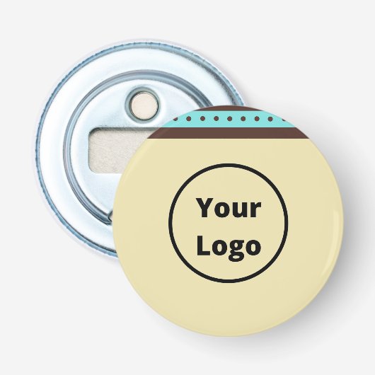 Aangepaste logo cirkels en strepen patroon button flesopener (Voorkant)