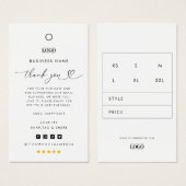 Aangepaste Logo Dank u Business Clothing Hang Labe Visitekaartje (Voorkant /achterkant)