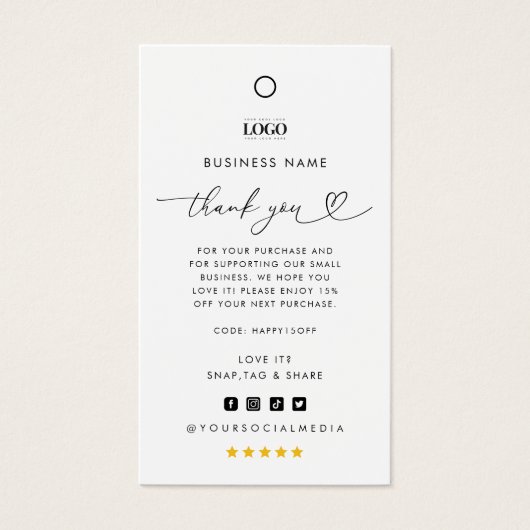 Aangepaste Logo Dank u Business Clothing Hang Labe Visitekaartje (Voorkant)