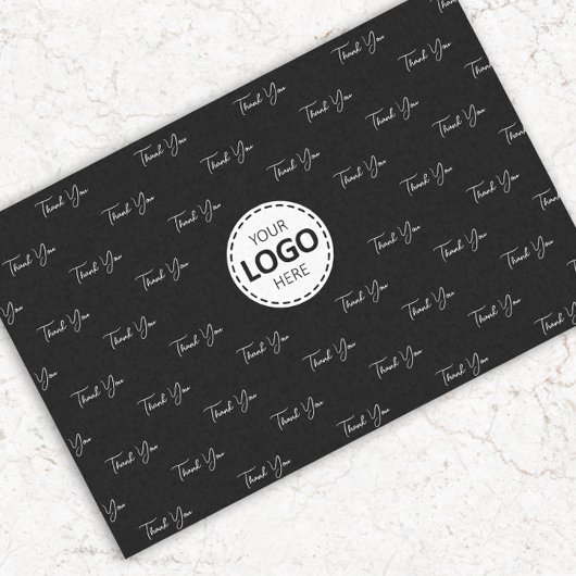 Aangepaste Logo Dank u Patroon Zwart Tissuepapier