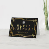 Aangepaste Logo Deco Gold Business Birthday Black Kaart (Voorkant)