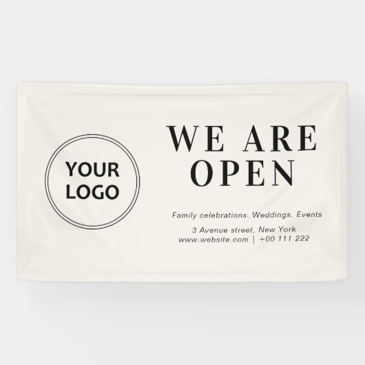 Aangepaste logo Detail Open Business Shop Banner (Horizontaal)