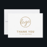 Aangepaste Logo Eenvoudig, elegant Gold Business Bedankkaart<br><div class="desc">Aangepaste faux gouden business bedankt je kaart met een minimalistisch design, met je logo op de voorkant, samen met "Bedankt voor je aankoop". De achterkant heeft je persoonlijke boodschap. Een eenvoudig en eenvoudig ontwerp dat nog altijd even professioneel is. Deze eenvoudige dankjewel is geweldig voor elk type bedrijf, groot of...</div>