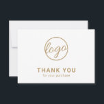 Aangepaste Logo Eenvoudig, elegant Gold Business Bedankkaart<br><div class="desc">Aangepaste faux gouden business bedankt je kaart met een minimalistisch design, met je logo op de voorkant, samen met "Bedankt voor je aankoop". De achterkant heeft je persoonlijke boodschap. Een eenvoudig en eenvoudig ontwerp dat nog altijd even professioneel is. Deze eenvoudige dankjewel is geweldig voor elk type bedrijf, groot of...</div>