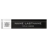 Aangepaste Logo Eenvoudige Basis Gecentreerde Zwar Naambordje (Voorkant)