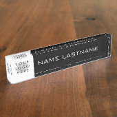 Aangepaste Logo Eenvoudige Basisnaam Achternaam Zw Naambordje (Zijkant)