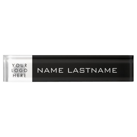 Aangepaste Logo Eenvoudige Basisnaam Achternaam Zw Naambordje (Voorkant)