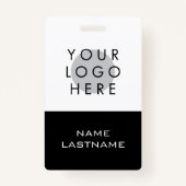 Aangepaste Logo Eenvoudige Modern Zwart Wit Naam Badge (Voorkant)
