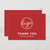 Aangepaste Logo eenvoudige, moderne Red Business Bedankkaart (Voorkant / Achterkant)