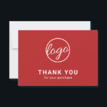 Aangepaste Logo eenvoudige, moderne Red Business Bedankkaart<br><div class="desc">Aangepast rood bedrijf bedankt je kaart met een minimalistisch design, met je logo op de voorkant, samen met "Bedankt voor je aankoop". De achterkant heeft je persoonlijke boodschap. Een eenvoudig en eenvoudig ontwerp dat nog altijd even professioneel is. Deze eenvoudige dankjewel is geweldig voor elk type bedrijf, groot of klein....</div>