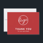 Aangepaste Logo eenvoudige, moderne Red Business Bedankkaart<br><div class="desc">Aangepast rood bedrijf bedankt je kaart met een minimalistisch design, met je logo op de voorkant, samen met "Bedankt voor je aankoop". De achterkant heeft je persoonlijke boodschap. Een eenvoudig en eenvoudig ontwerp dat nog altijd even professioneel is. Deze eenvoudige dankjewel is geweldig voor elk type bedrijf, groot of klein....</div>