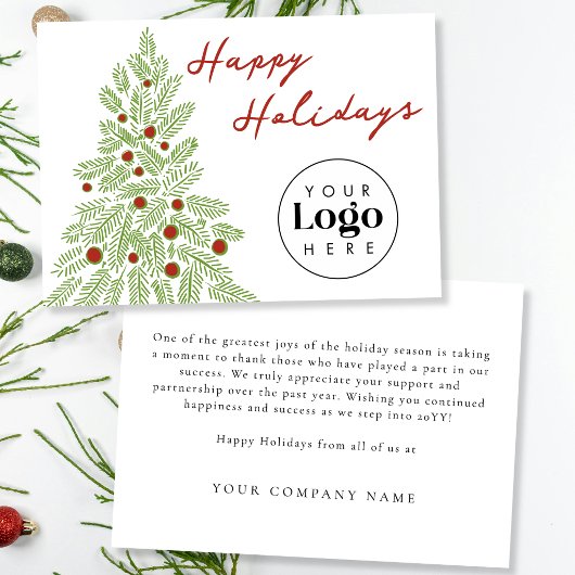 Aangepaste logo eenvoudige zakelijke kerstkaart