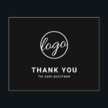 Aangepaste Logo Eenvoudige zwarte begroting Hartel<br><div class="desc">Aangepast zwart-wit budget dankzij uw kaart met een minimalistisch design en uw logo aan de voorzijde, samen met "Hartelijk dank voor uw aankoop". De achterkant heeft je persoonlijke boodschap. Een eenvoudig en eenvoudig ontwerp dat nog altijd even professioneel is. Deze eenvoudige dankjewel is geweldig voor elk type bedrijf, groot of...</div>