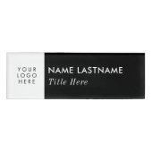 Aangepaste Logo Elegant Black White Magnet Titel Naambadge (Voorkant)